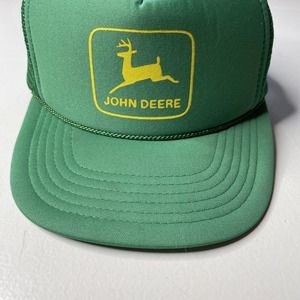 John Deere Mesh Snap Patch Trucker Hat Foam Rope Swingster Green VTG